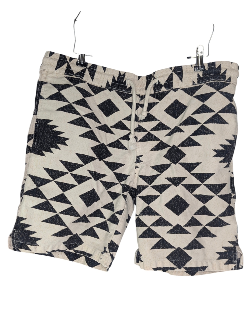 21 MEN Black & White Geometric Aztec Print Shorts S